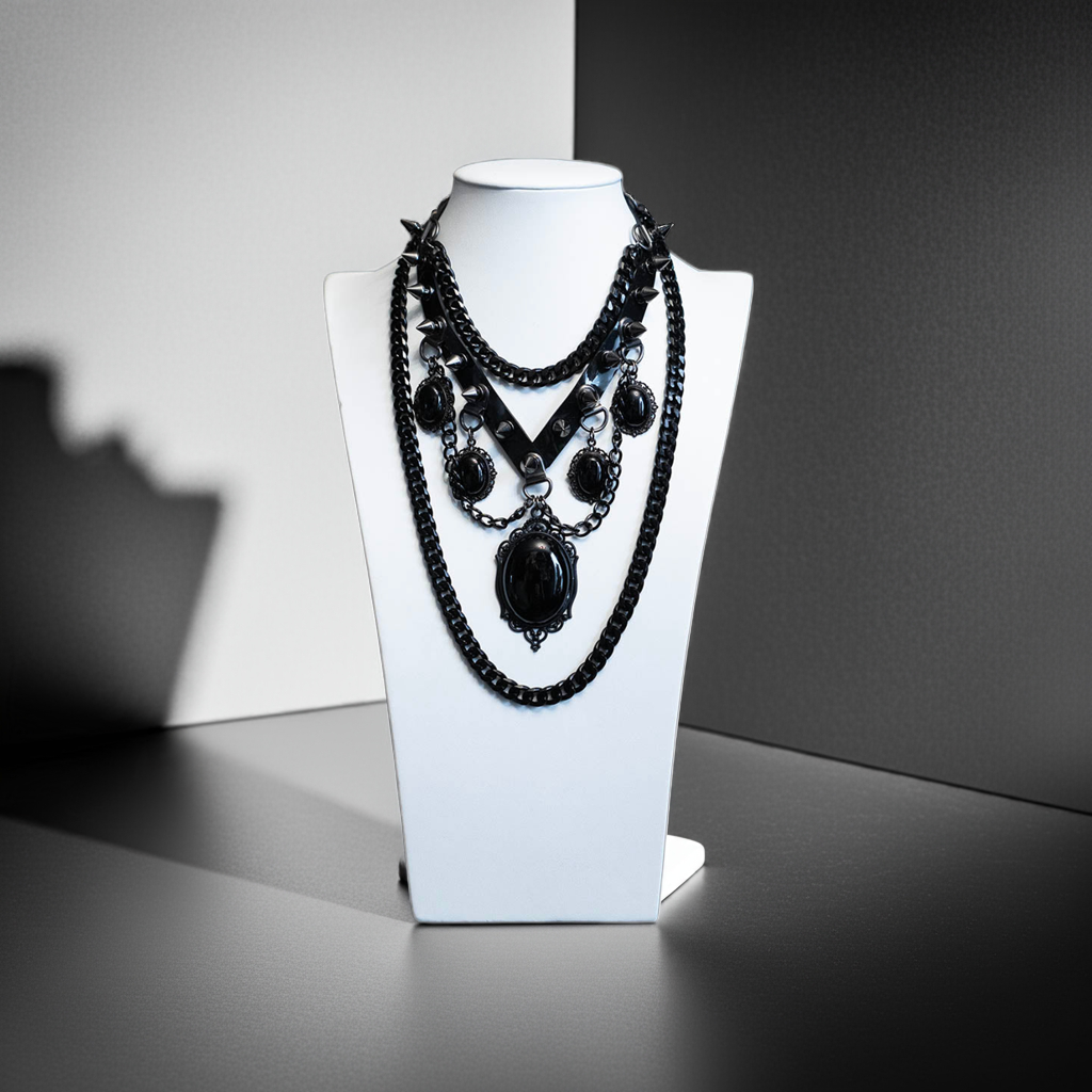 Baroque Black Agate Pendant Necklace