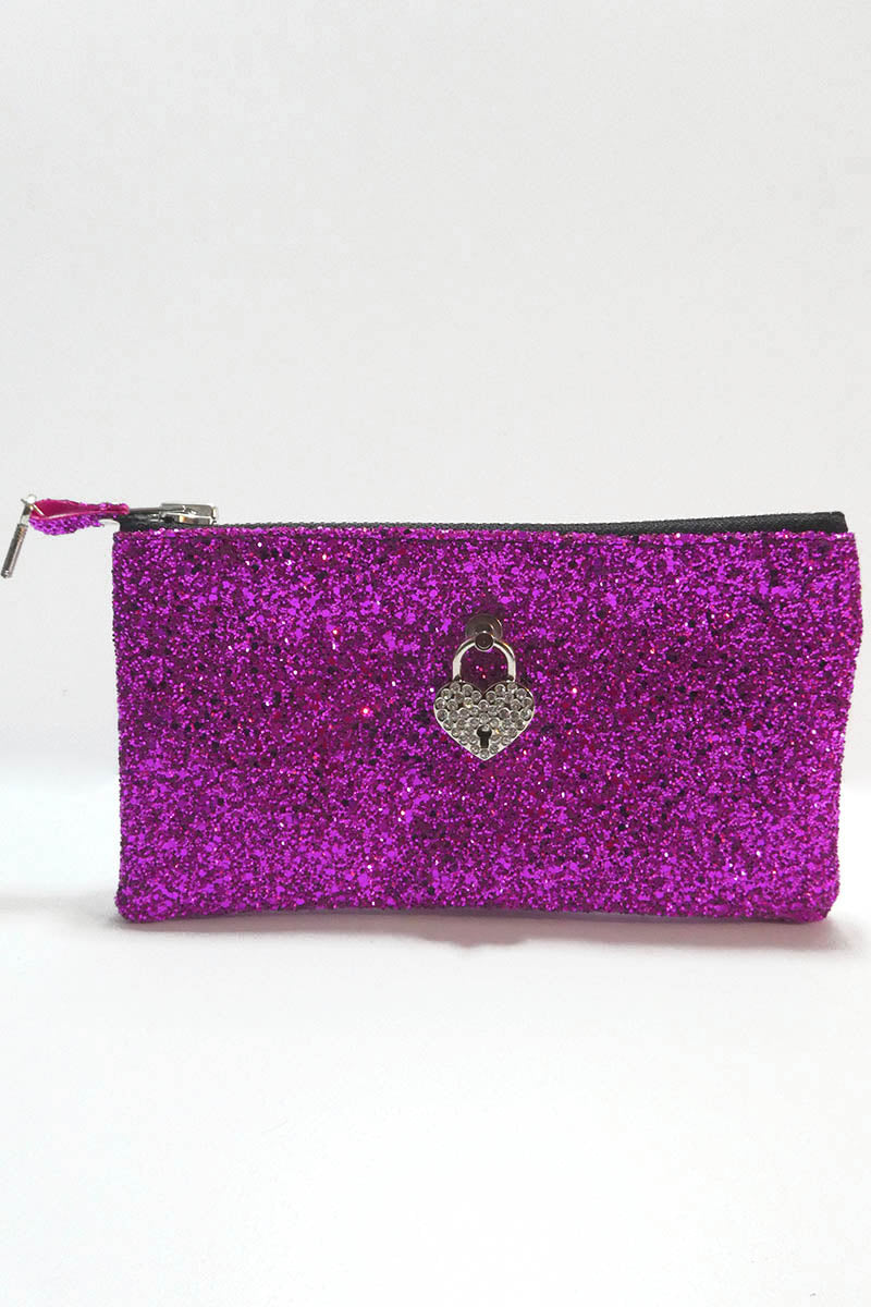 Make up bag w/ padlock in Glitter