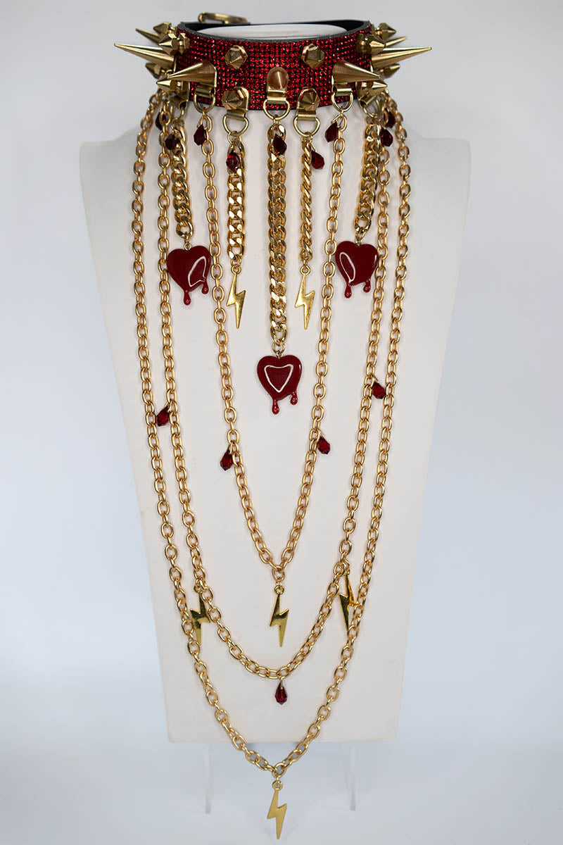 Deviant Choker with Long Chains in Red