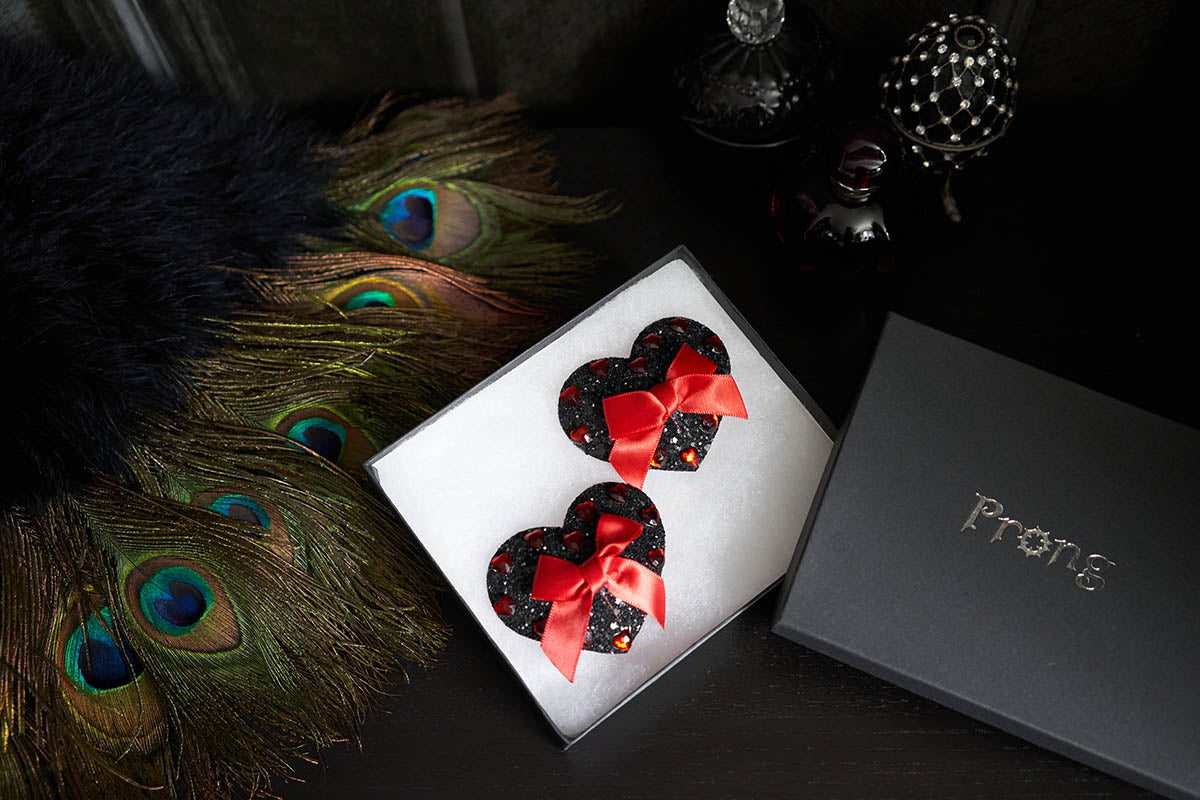 Heart Nipple Covers w/ Bow & Crystals