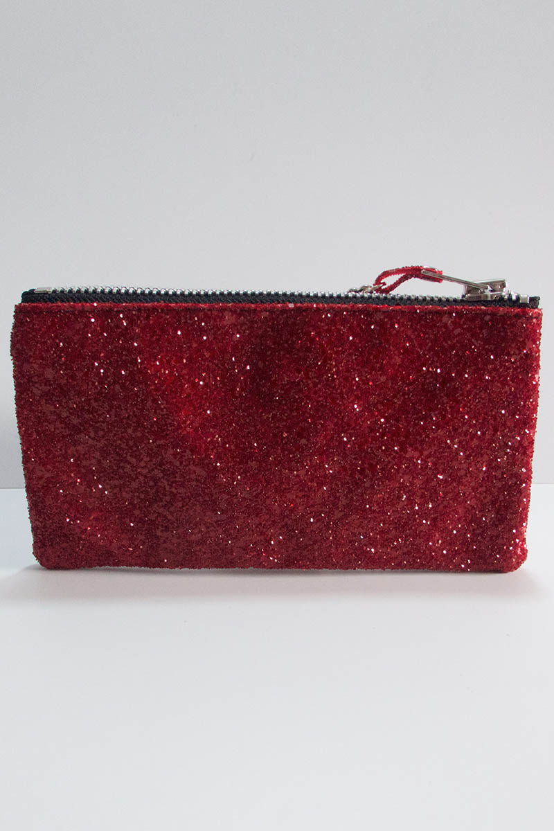 Make up bag w/ padlock in Dark Red Glitter