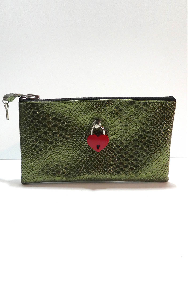 Make up bag w/ padlock in Snake