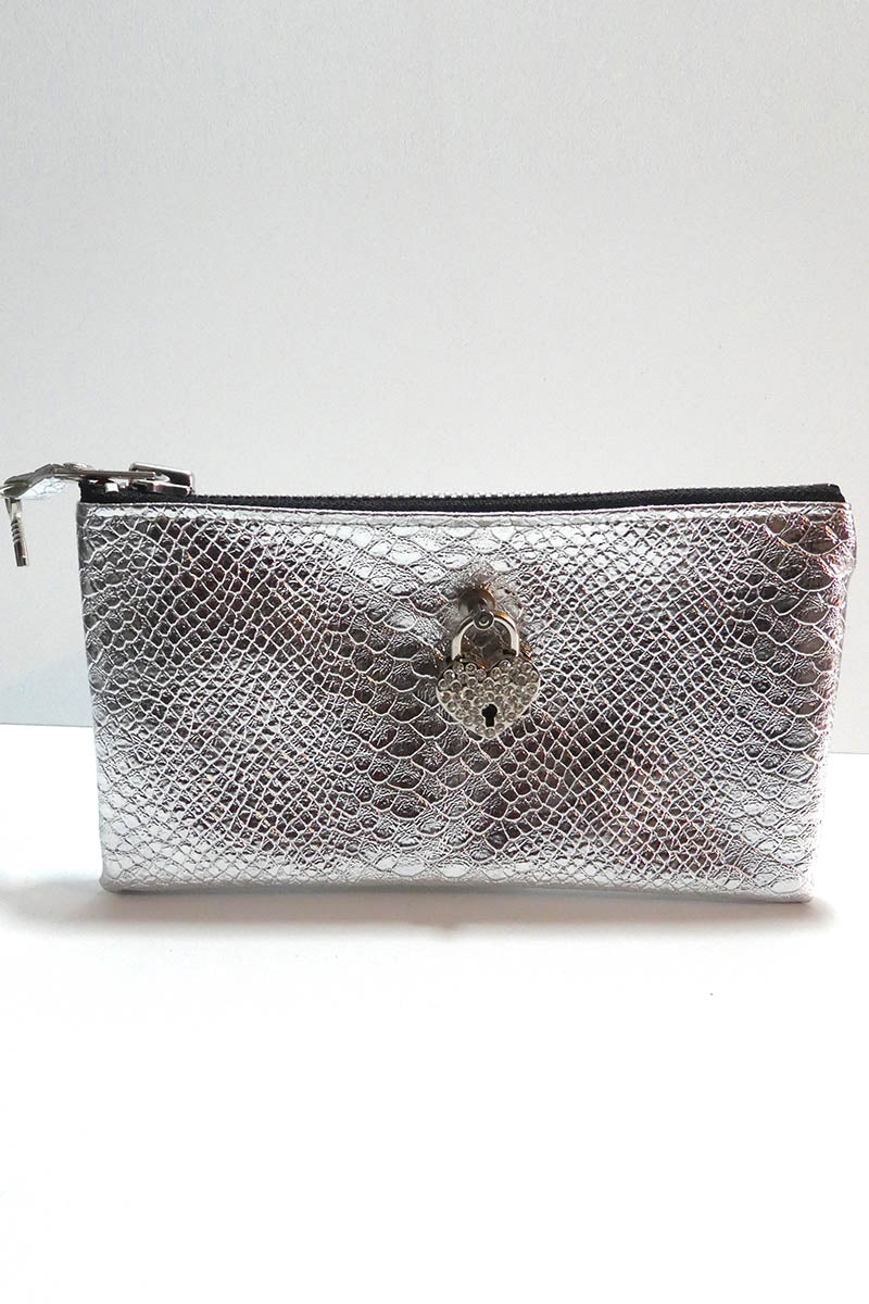 Make up bag w/ padlock in Snake