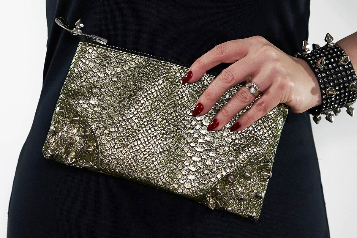 Make up bag w/ spikes in PU Leather