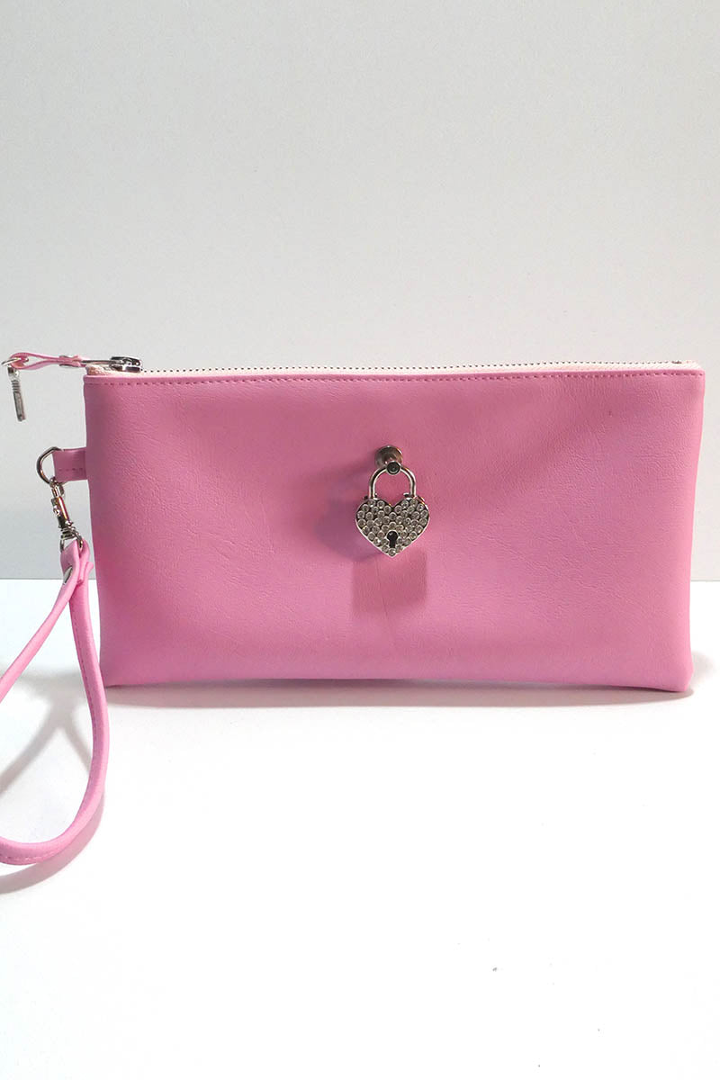 Clutch bag w/ padlock in Leatherette