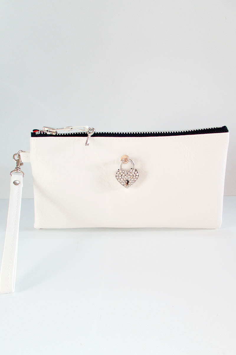 Clutch bag w/ padlock in Leatherette