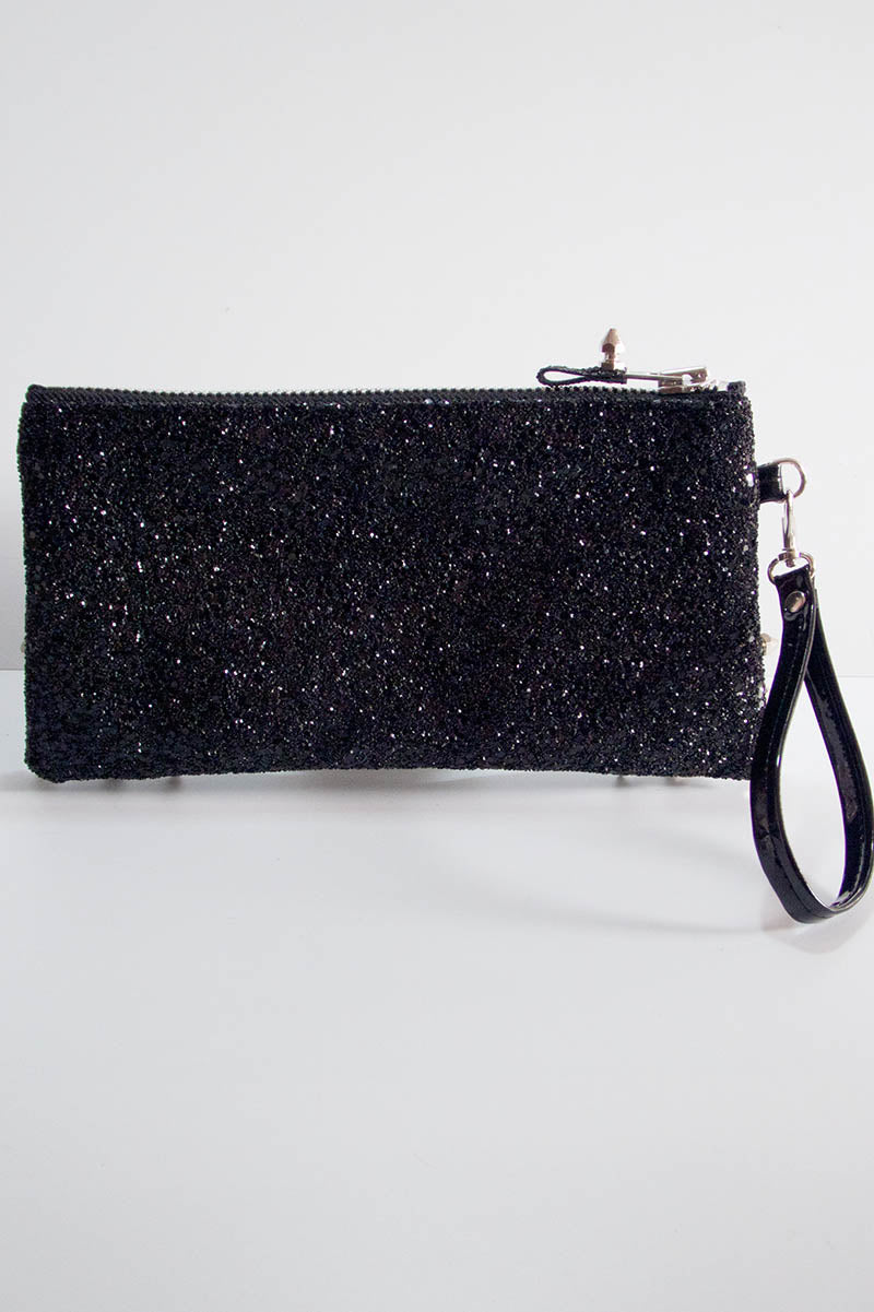 Clutch bag w/ spikes in Glitter
