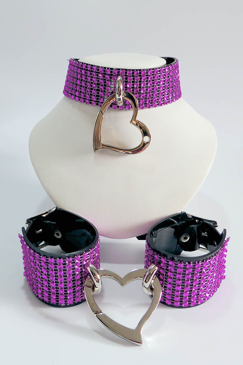 Diamante Love Trap Choker in Fuchsia