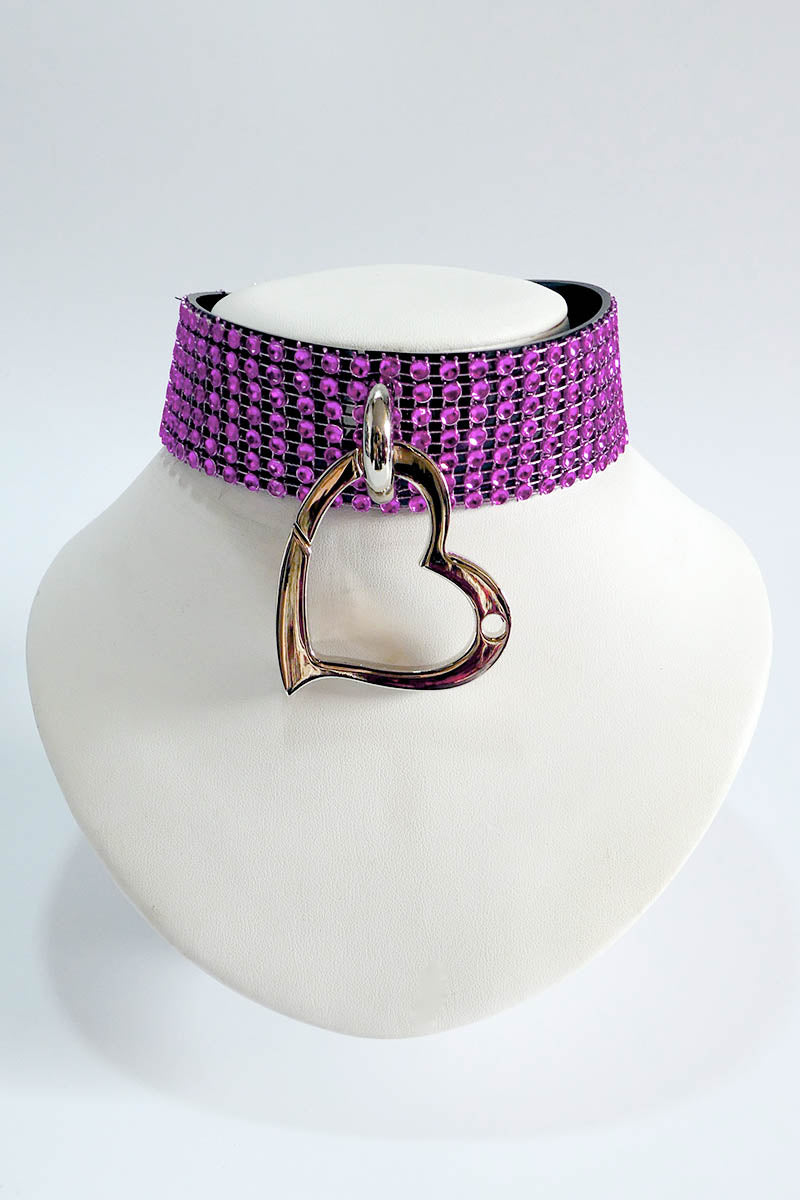 Diamante Love Trap Choker in Fuchsia