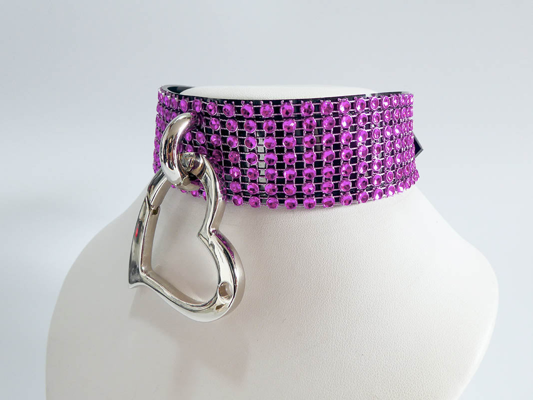 Diamante Love Trap Choker in Fuchsia