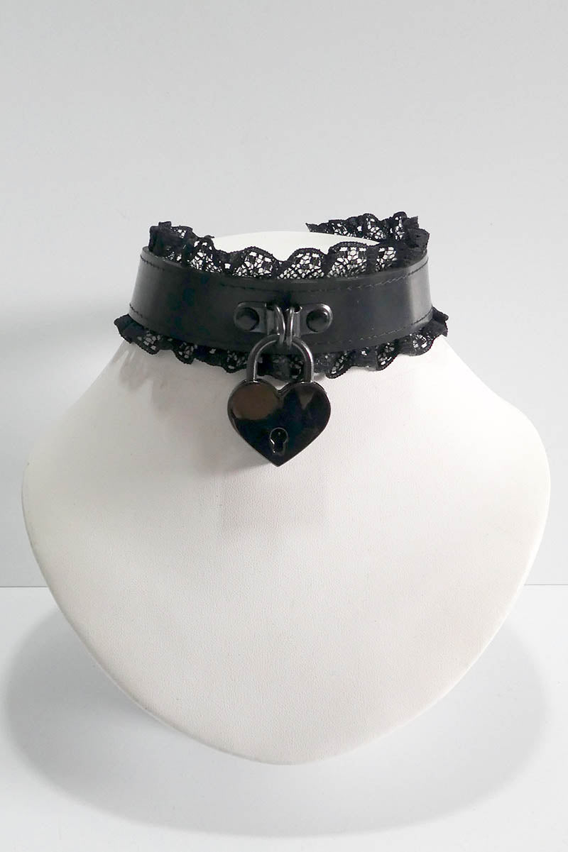 Lace Trimmed Padlock Choker