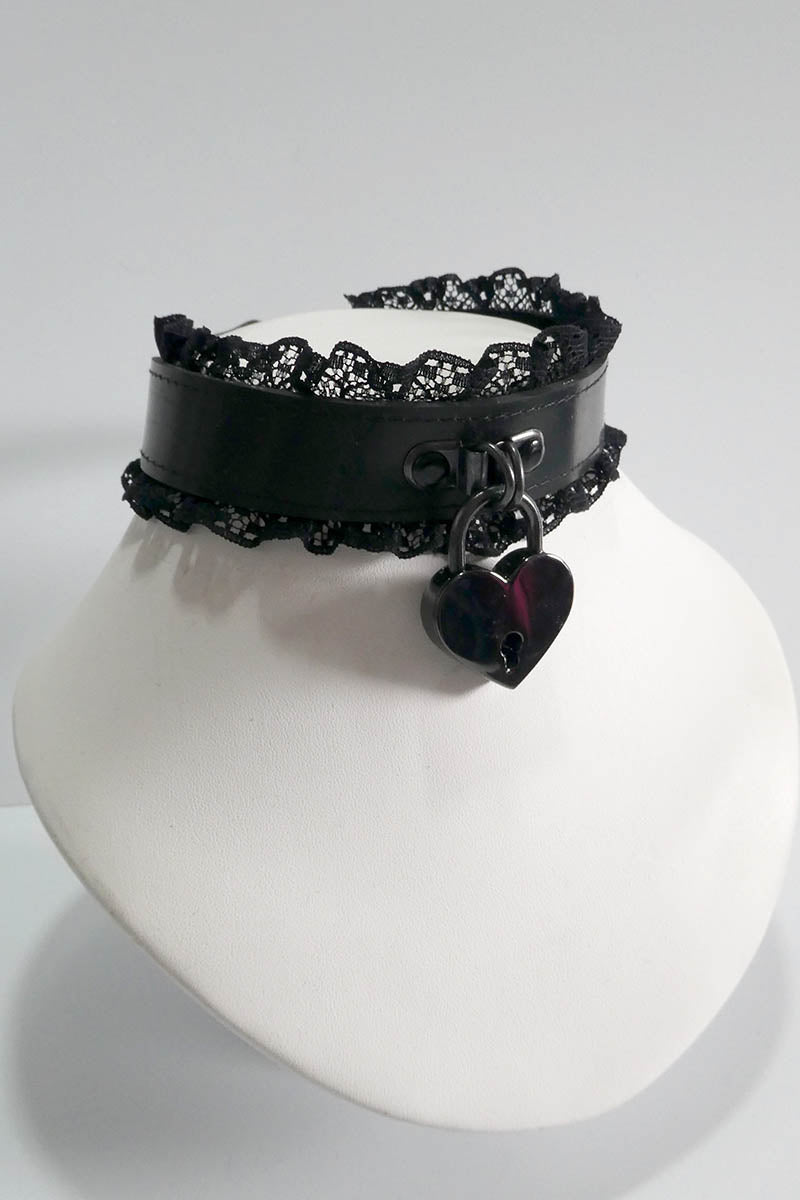 Lace Trimmed Padlock Choker
