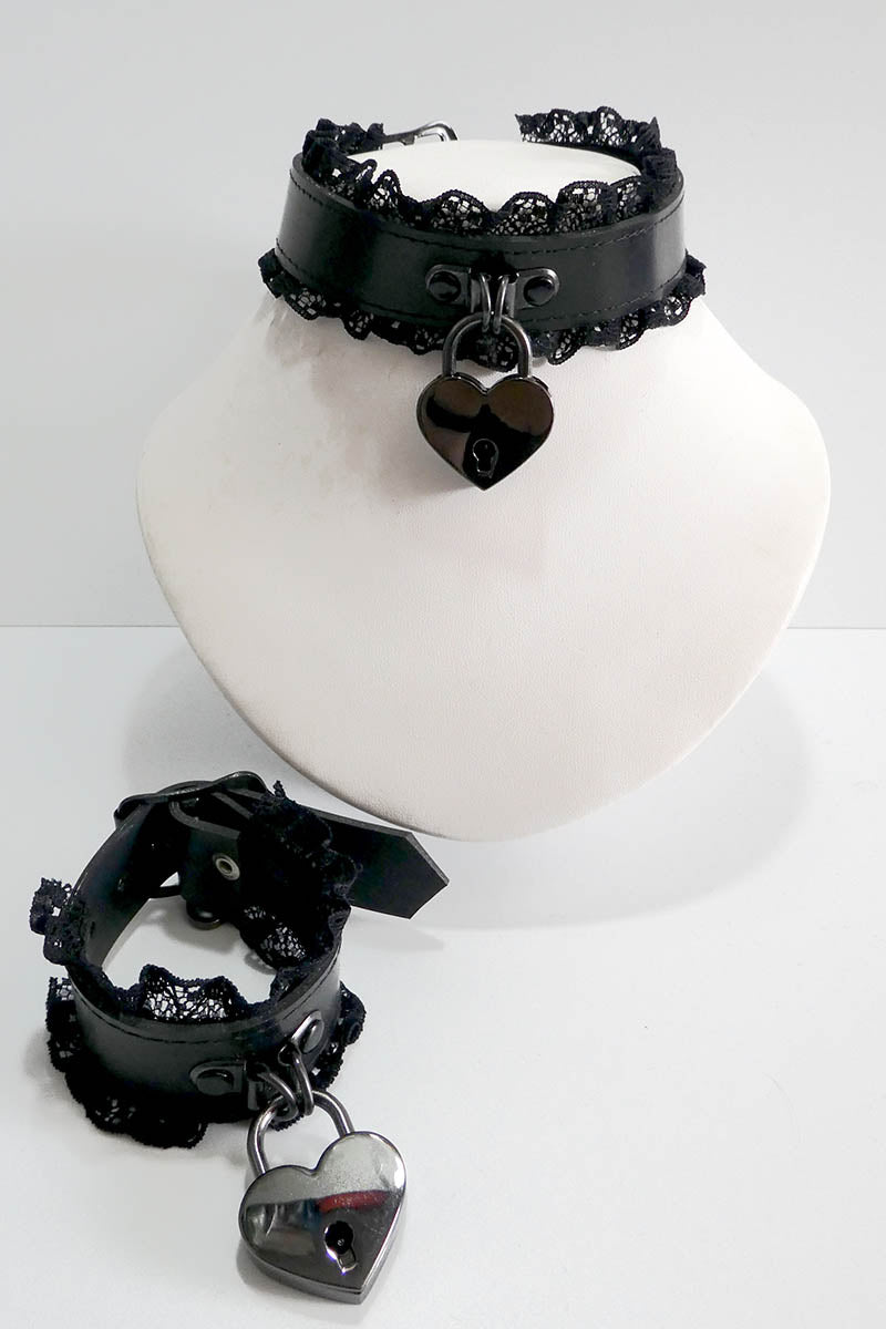Lace Trimmed Padlock Choker