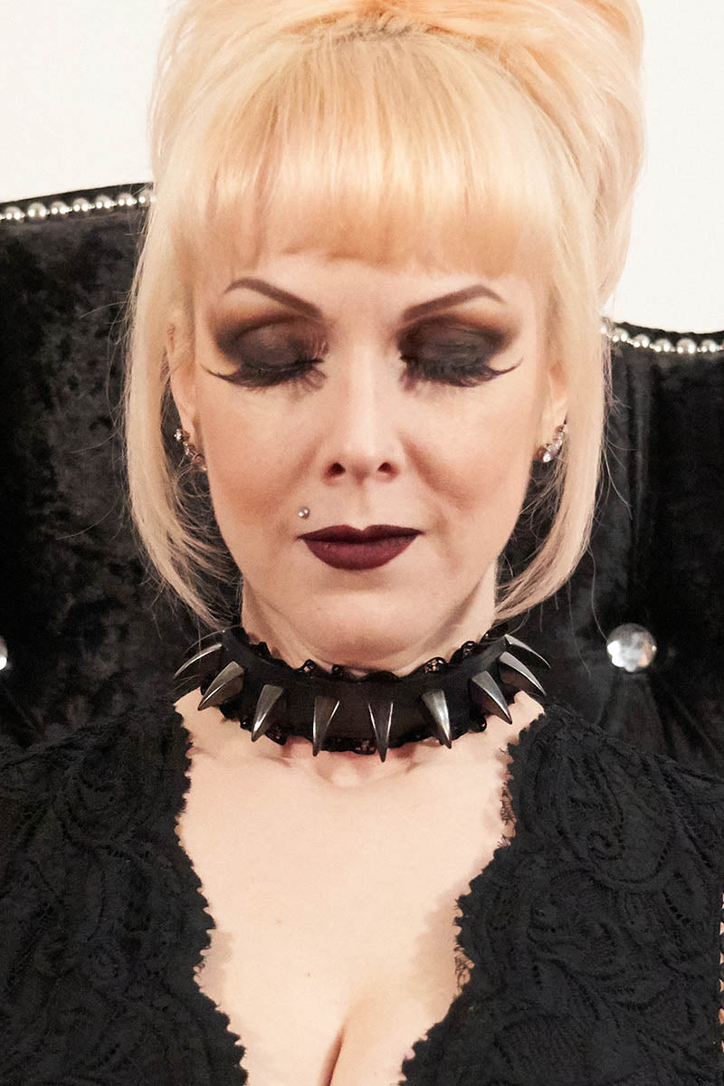 Lace Trimmed Choker with Claw Spikes