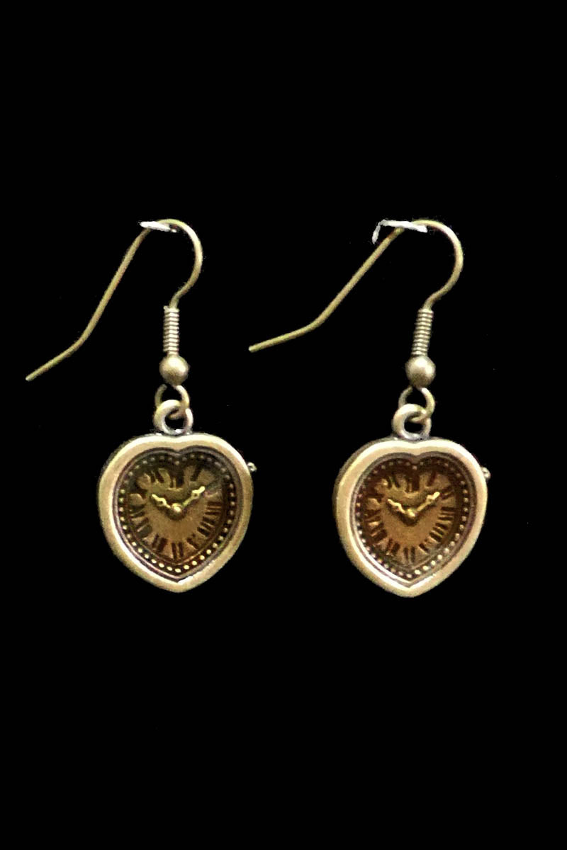 Clock Heart Earrings
