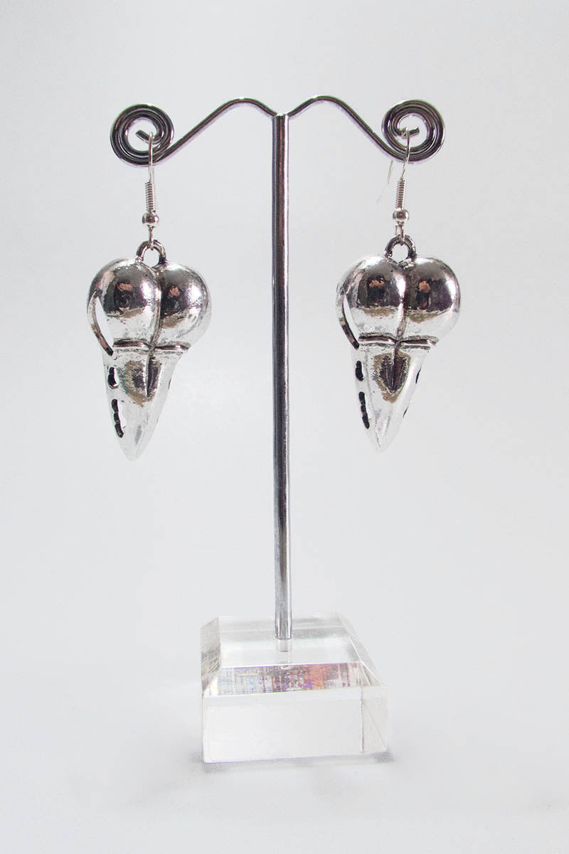 Large Bird Skull Earrings