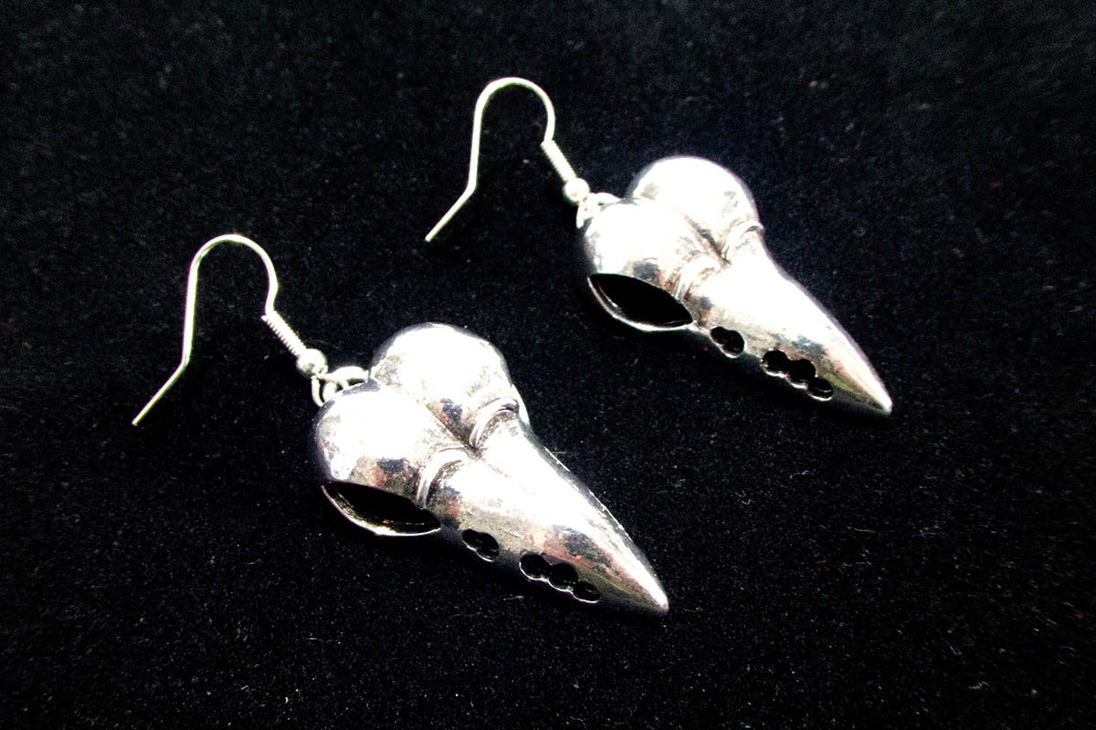 Large Bird Skull Earrings