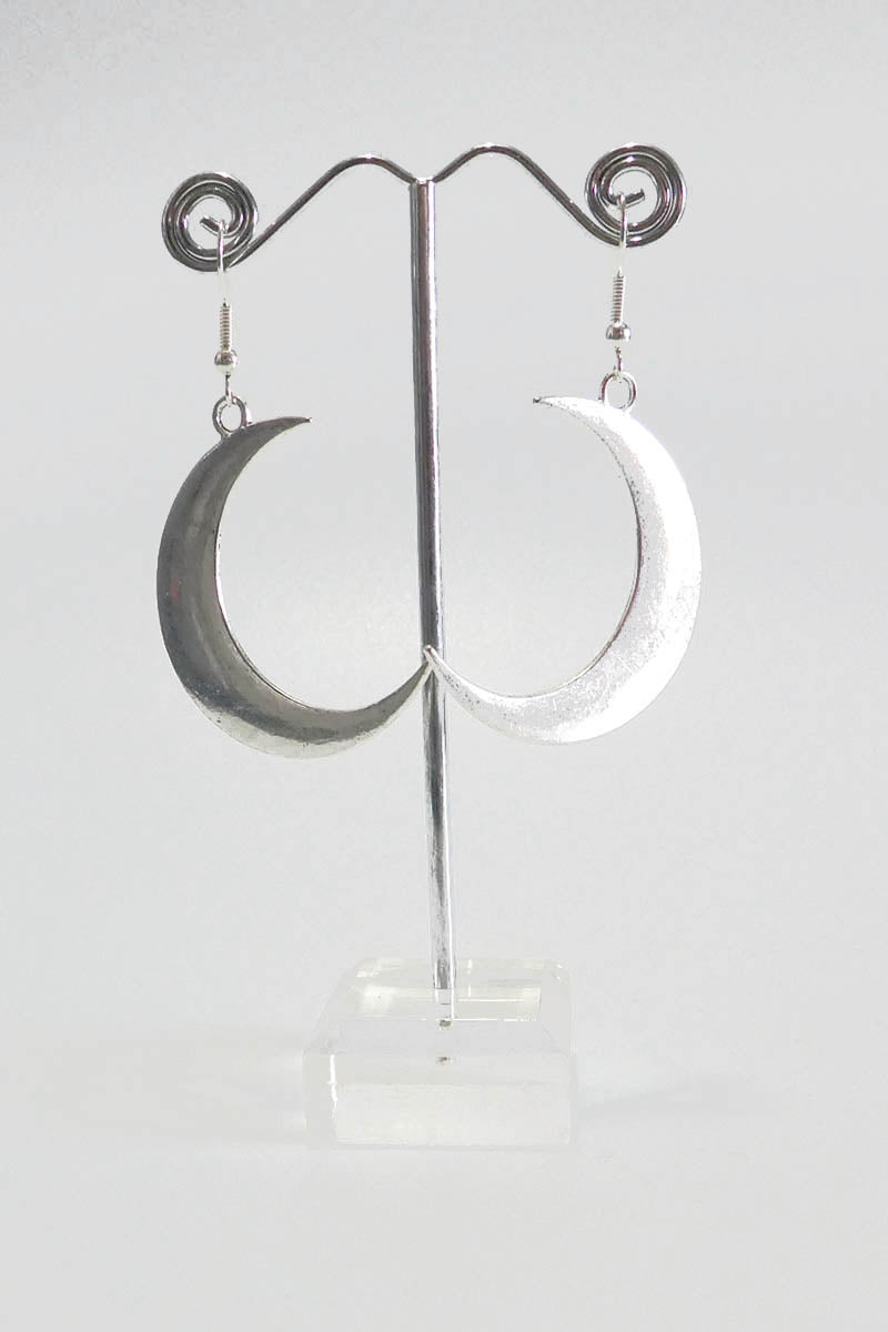 Big Moon Earrings in Silver