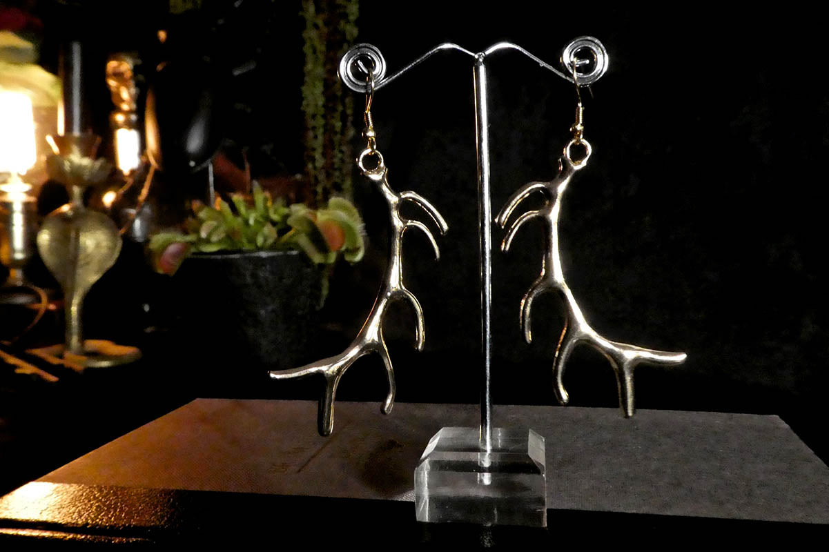 Large Antler Earrings in Gold