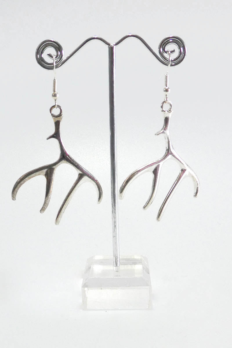 Antler Earrings in Silver