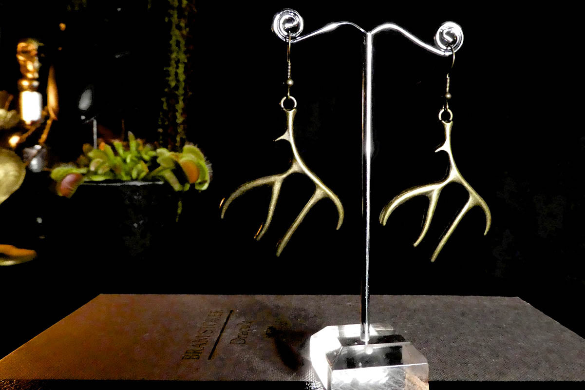 Antler Earrings in Bronze