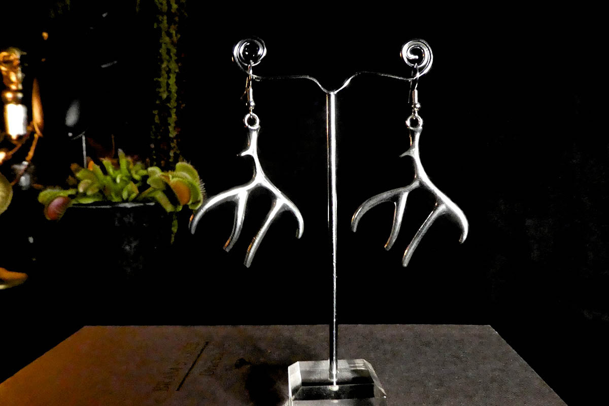Antler Earrings in Silver