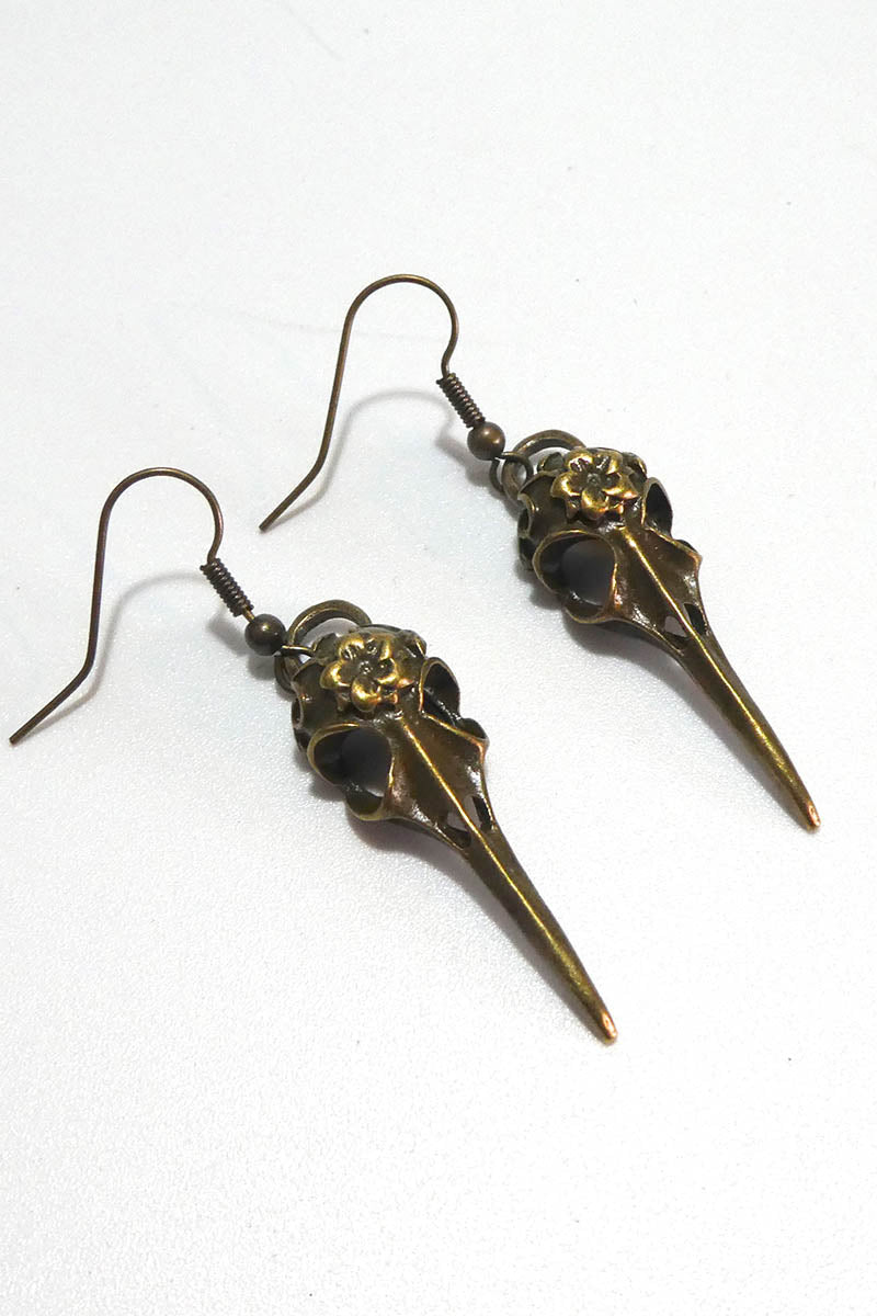 Antique Bird Skull Earrings