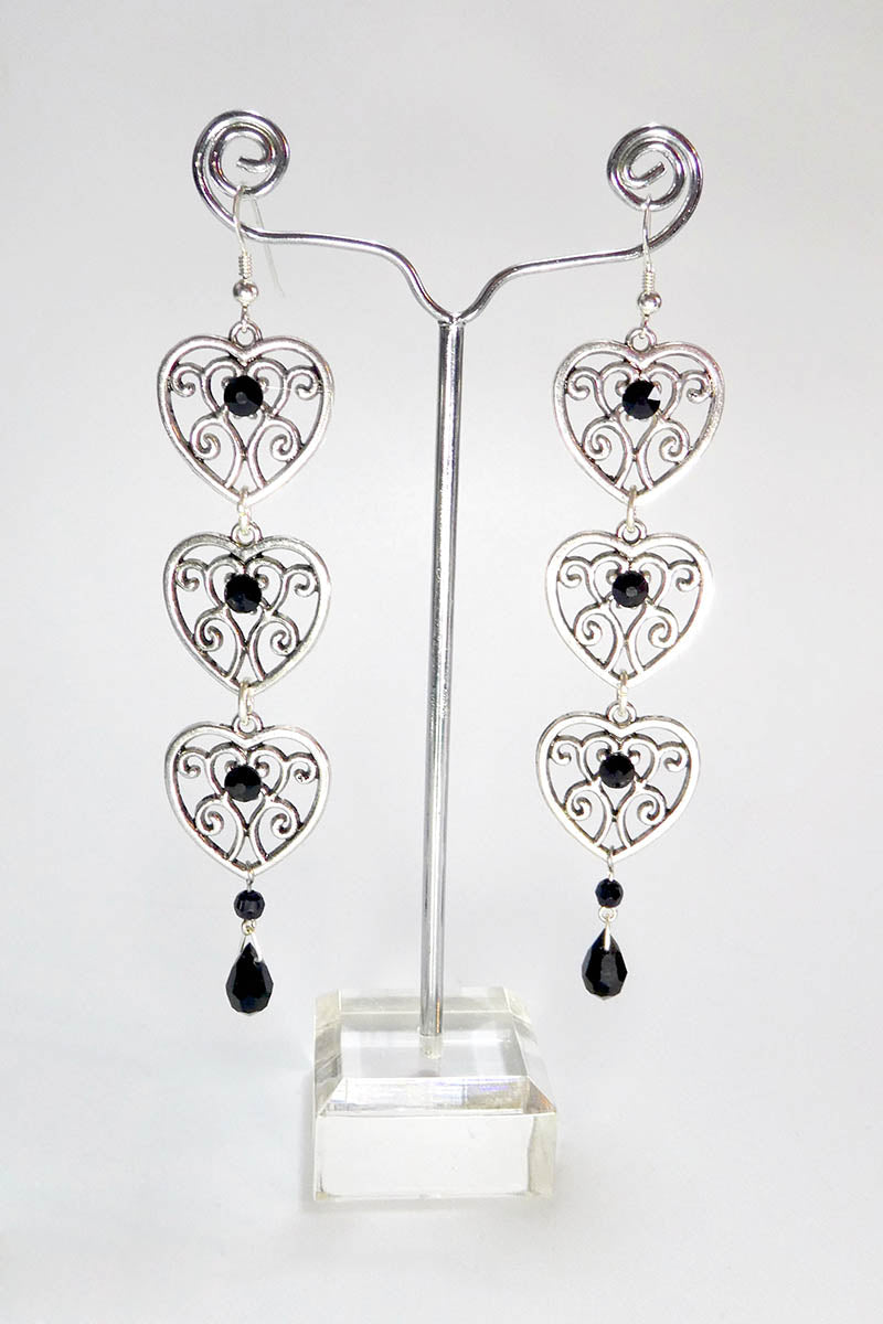 Triple Heart Drops in Silver