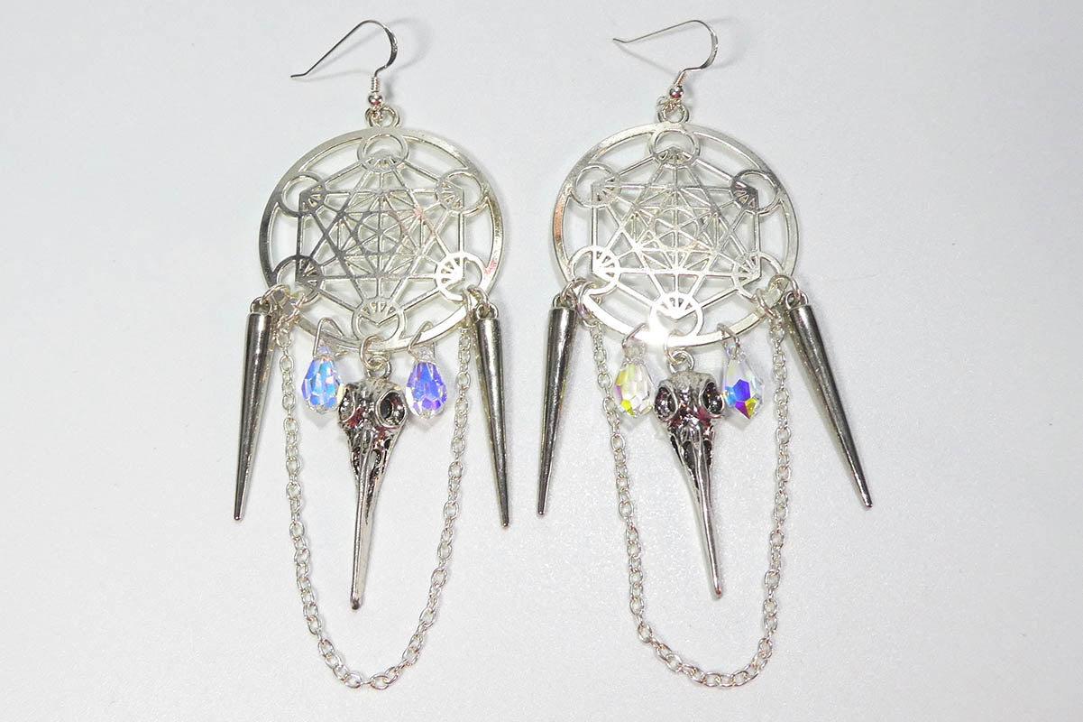 Metatron and Bird Skulls in Silver