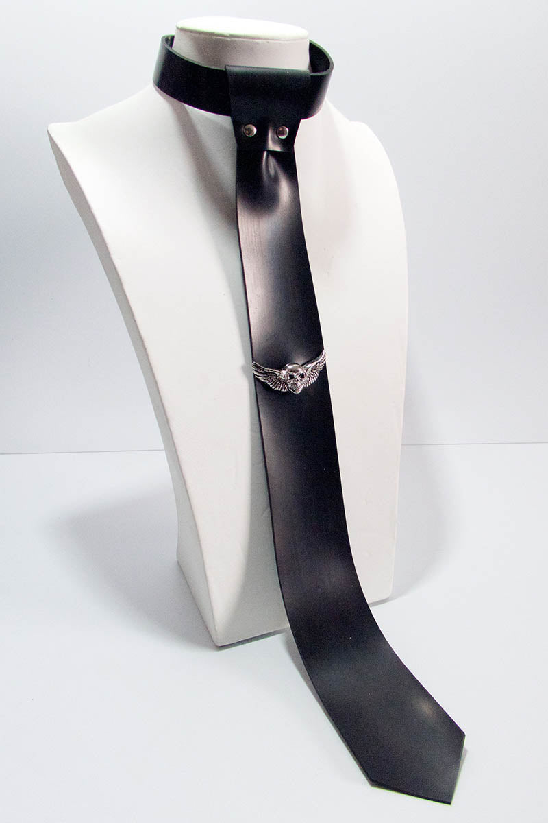 Skinny Tie w/ Winged Skull