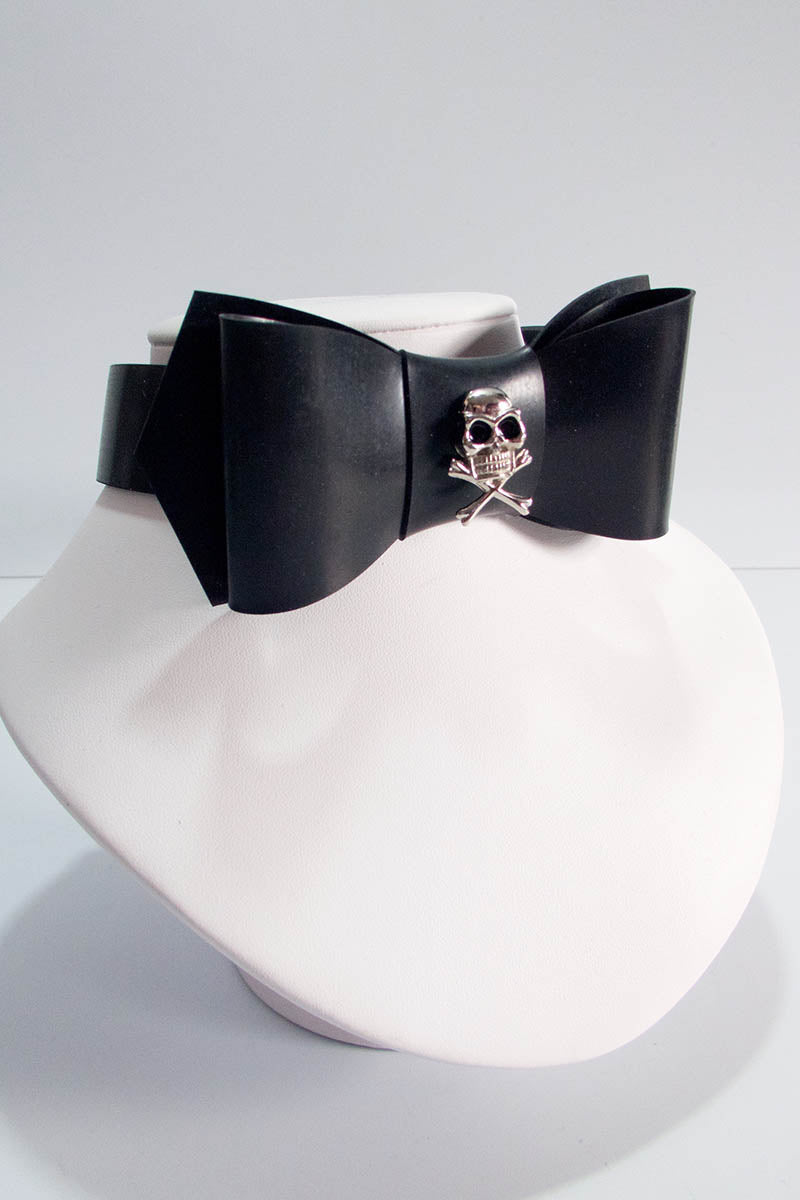 Rubber Bow Tie w/ Skull & Bones