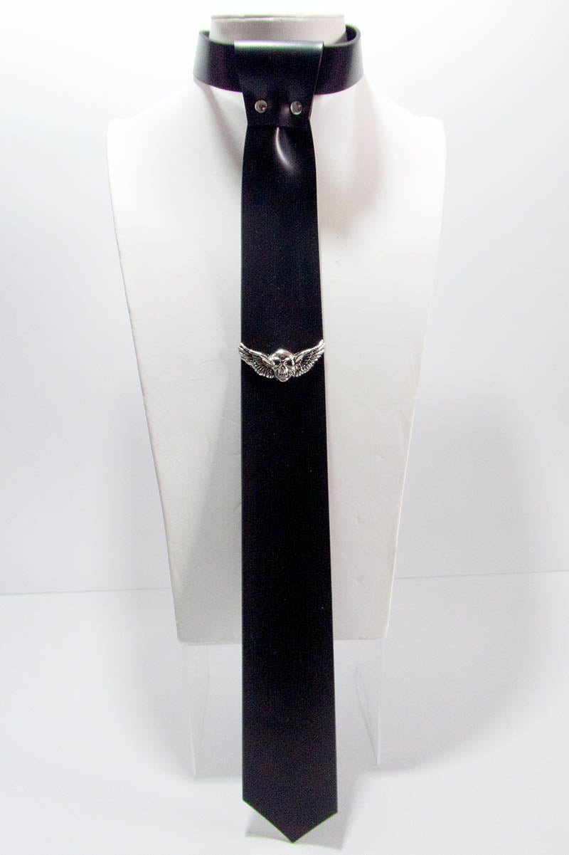 Skinny Tie with Winged Skull