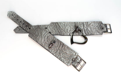 Dark Silver Leather Love Trap Handcuffs