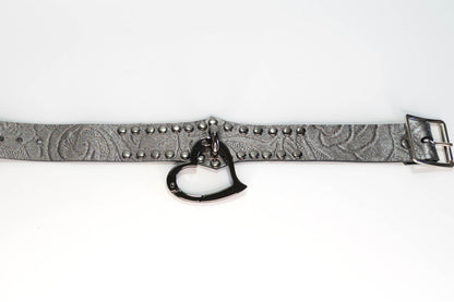 Dark Silver Leather Pointed Love Trap Choker