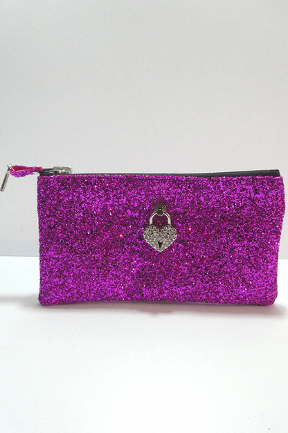 Make up bag w/ padlock in Fuchsia Glitter