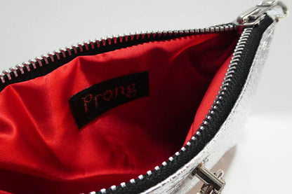 Clutch bag w/ spikes in Snake