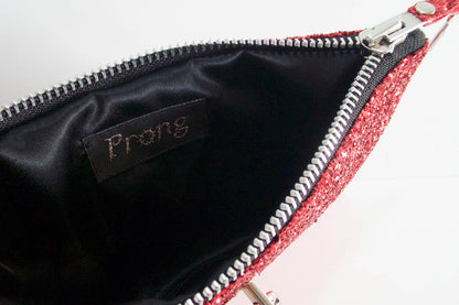 Clutch bag w/ padlock in Bright Red Glitter