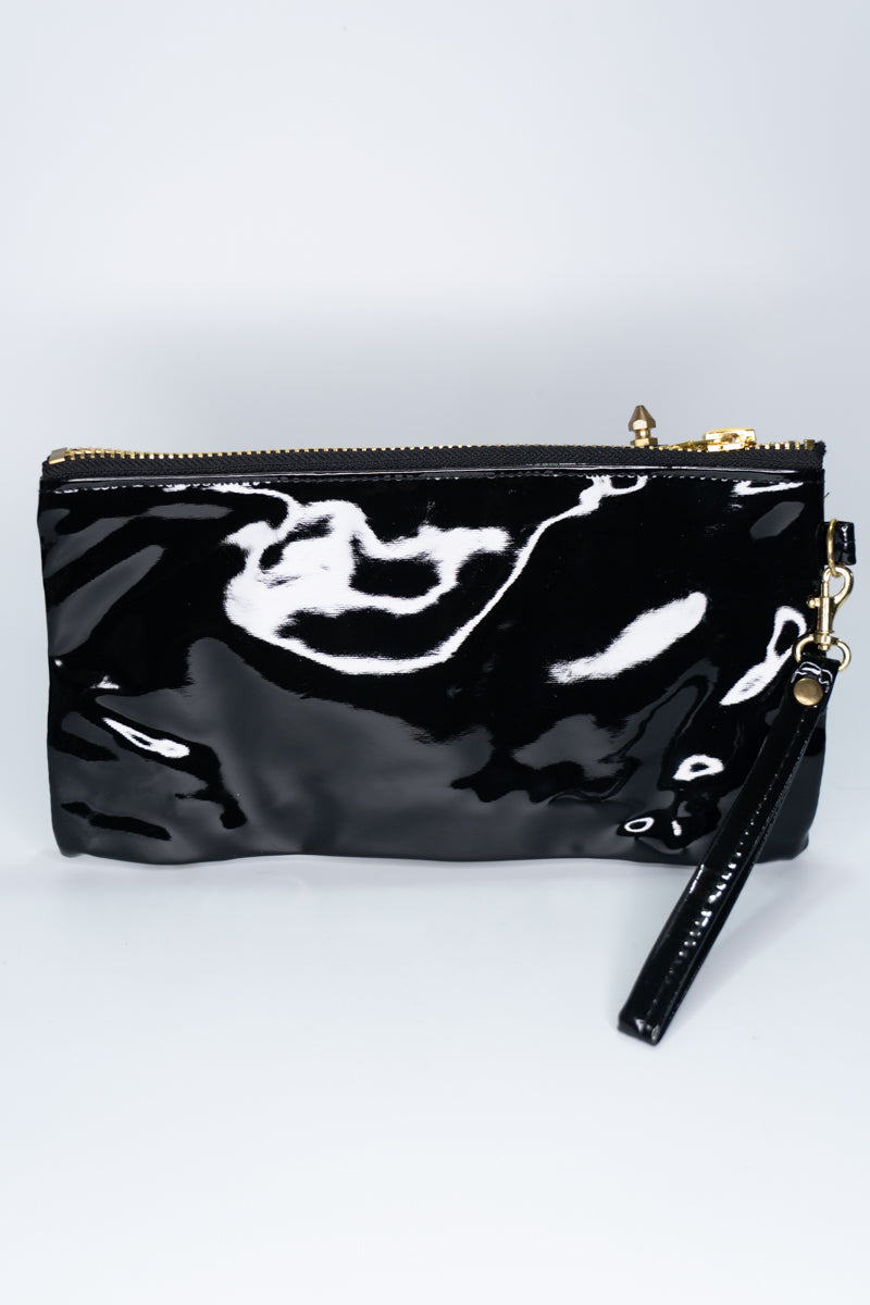 Clutch bag w/ Gold Spikes in Gloss PVC