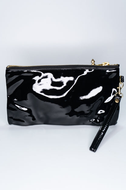 Clutch bag w/ Gold Spikes in Gloss PVC