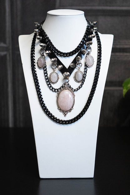 Baroque Rose Quartz Pendant Necklace