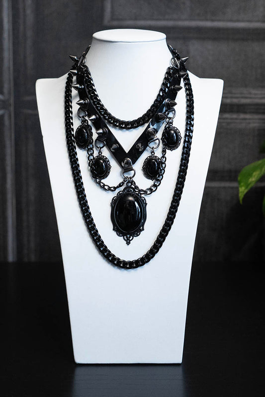 Baroque Black Agate Pendant Necklace