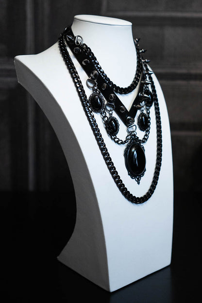 Baroque Black Agate Pendant Necklace