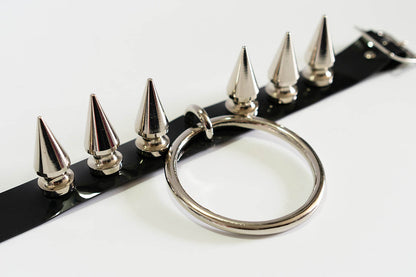 Giant Spikes Choker w/ Ring in Silver