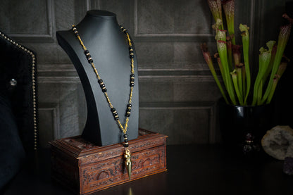 Rosary with Glass Beads in Gold