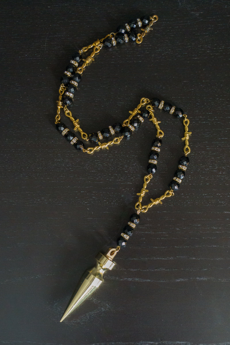 Rosary with Glass Beads in Gold
