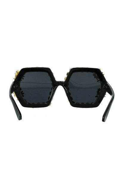 Diamante Flower Square Sunglasses