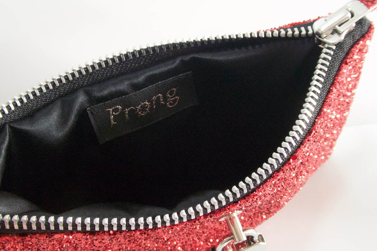 Make up bag w/ padlock in Bright Red Glitter