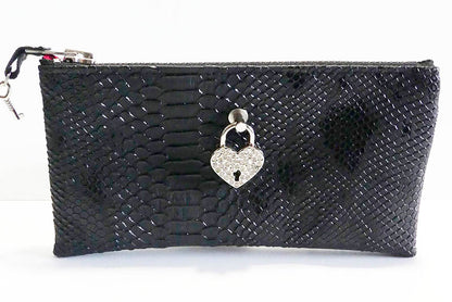 Make up bag w/ padlock in Snake