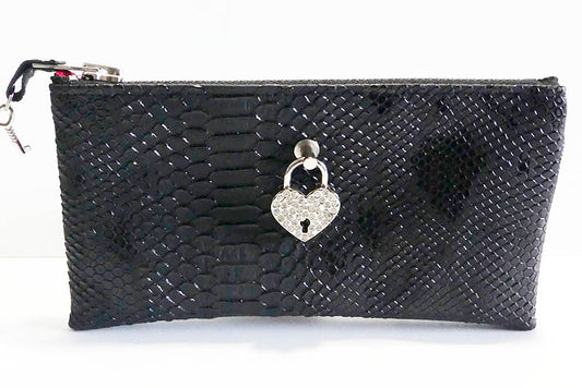 Make up bag w/ padlock in Snake