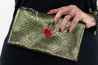 Make up bag w/ padlock in Snake